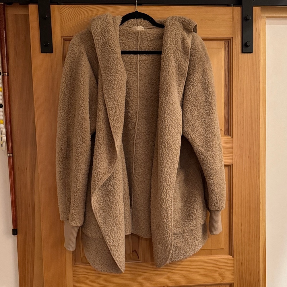Hem & Thread Tan Teddy Hooded Jacket